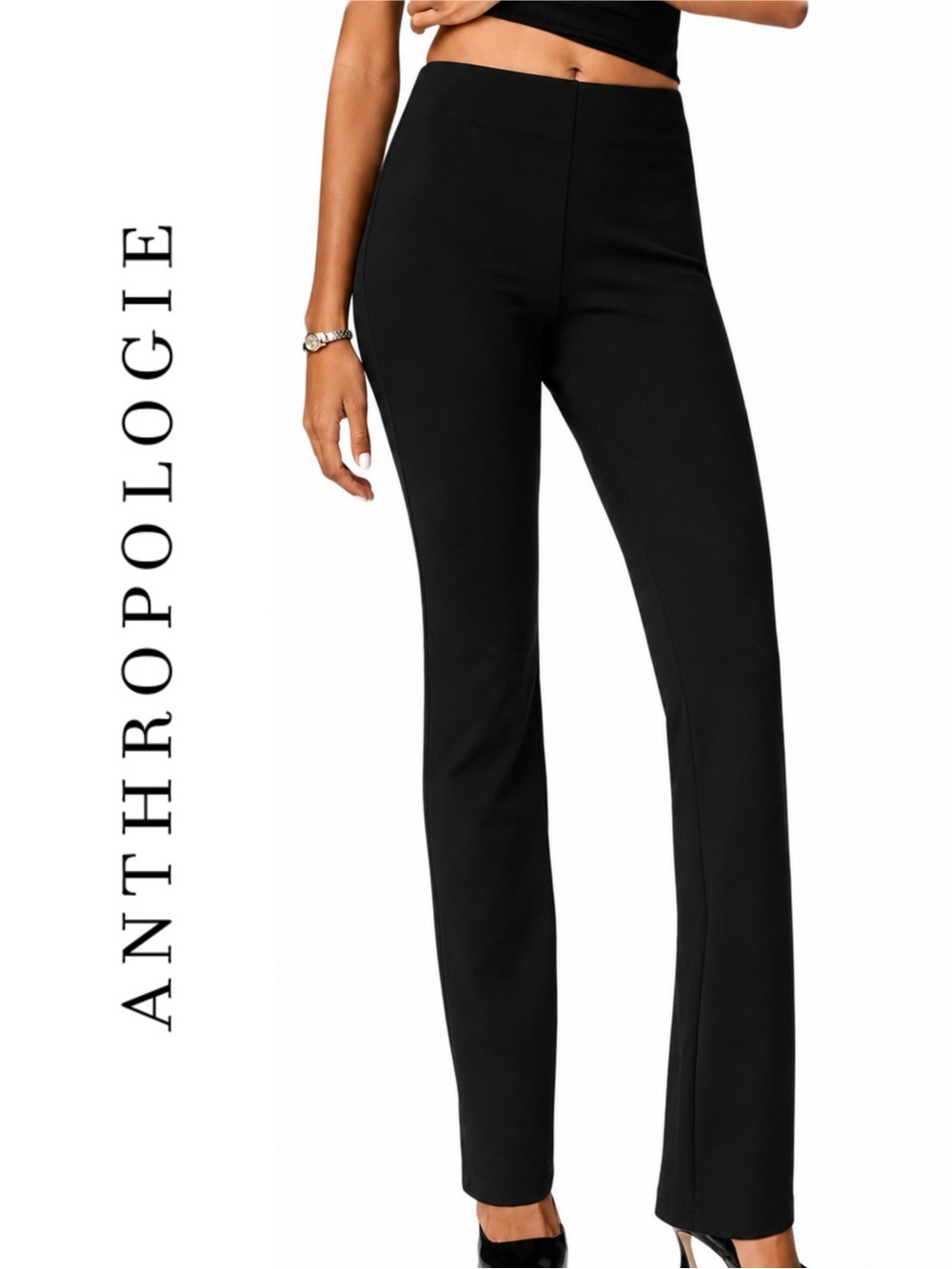 Anthropologie Self Contrast Slim Kick Flare Pants